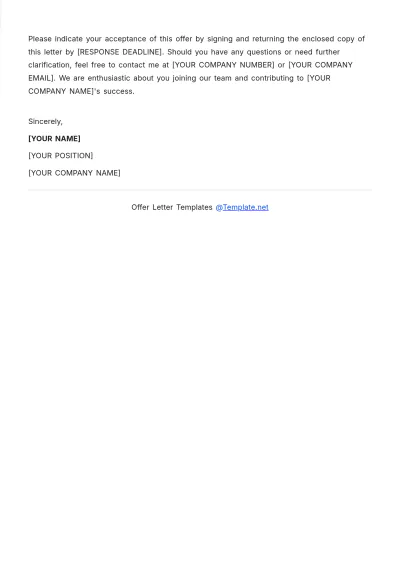 Free Offer Letter Format Template to Edit Online