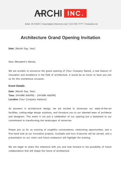 Free Architecture Grand Opening Invitation Template to Edit Online