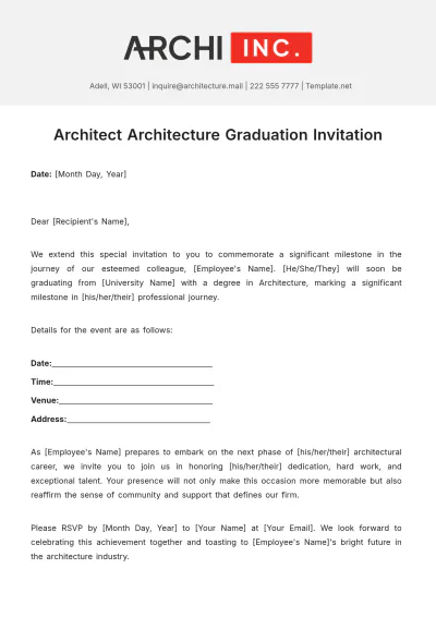 Free Architect Architecture Graduation Invitation Template to Edit Online