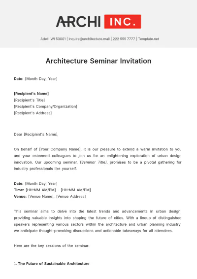 Free Architecture Seminar Invitation Template to Edit Online