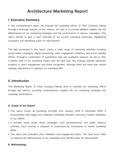 Free Architecture Marketing Report Template to Edit Online
