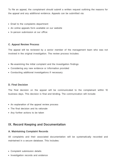 Free Architecture Complaints Procedure Template to Edit Online