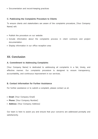 Free Architecture Complaints Procedure Template to Edit Online