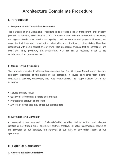 Free Architecture Complaints Procedure Template to Edit Online