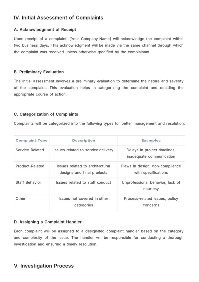 Free Architecture Complaints Procedure Template to Edit Online