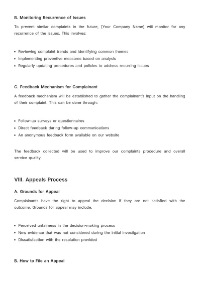 Free Architecture Complaints Procedure Template to Edit Online