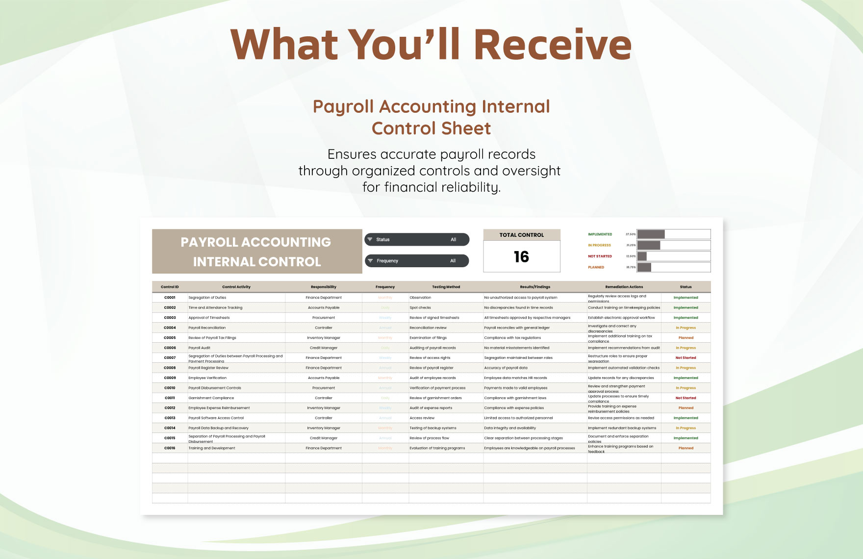 Payroll Accounting Internal Control Template