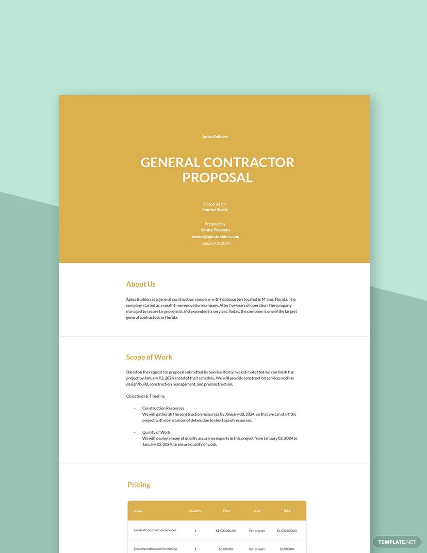 General Contractor Services Proposal Template