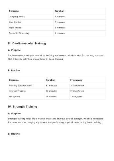Free Military Workout Plan Template to Edit Online