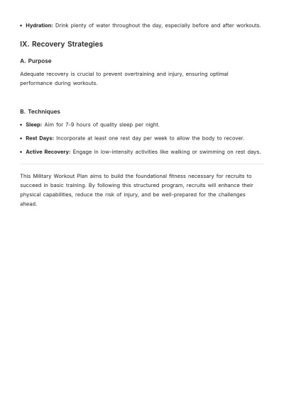 Free Military Workout Plan Template to Edit Online
