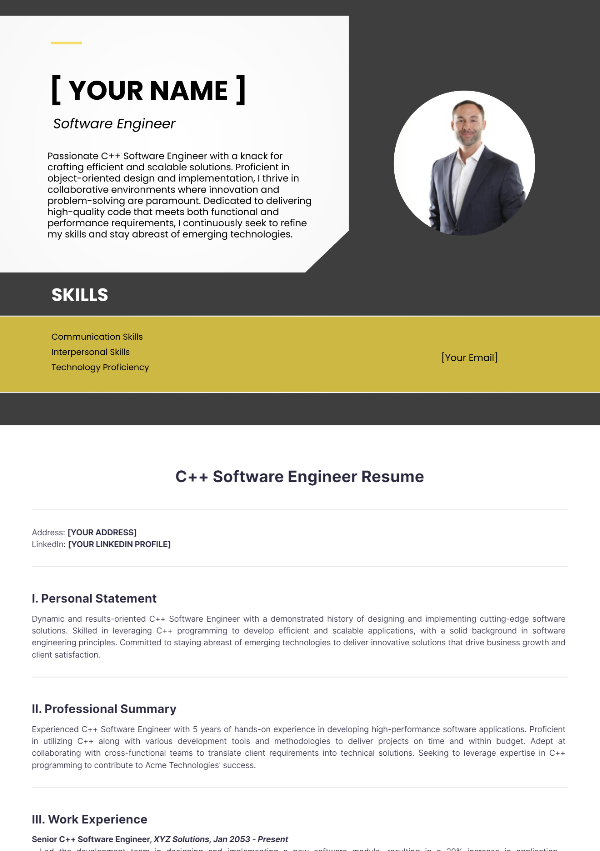 C++ Software Engineer Resume - Edit Online & Download