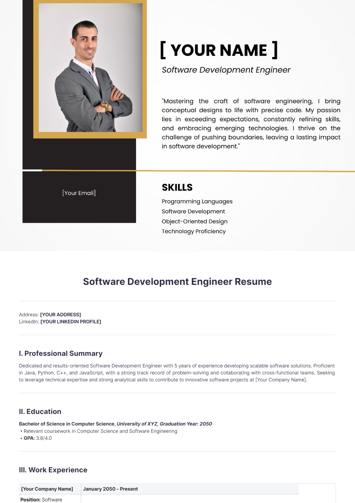 Software Development Engineer Resume - Edit Online & Download