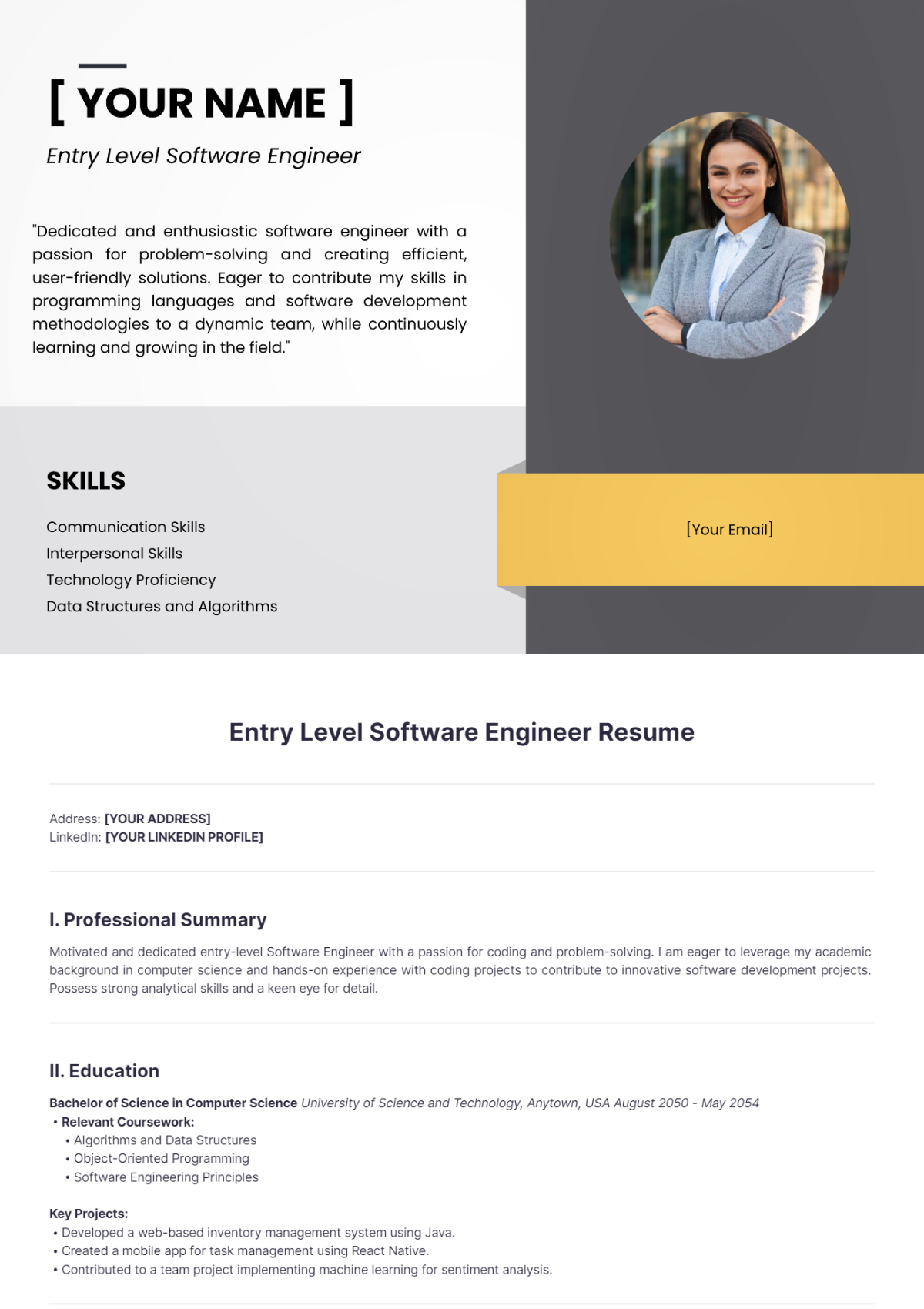 Entry Level Software Engineer Resume - Edit Online & Download