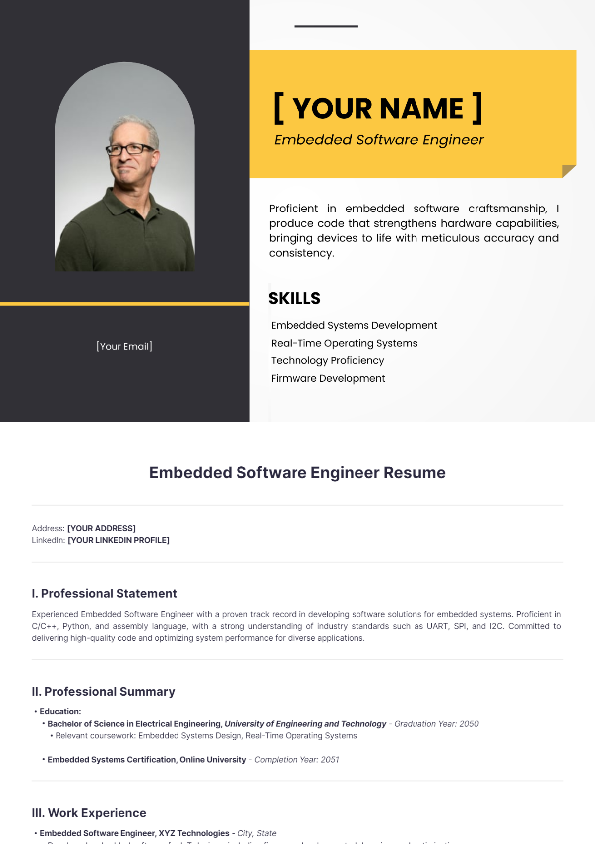 Embedded Software Engineer Resume - Edit Online & Download