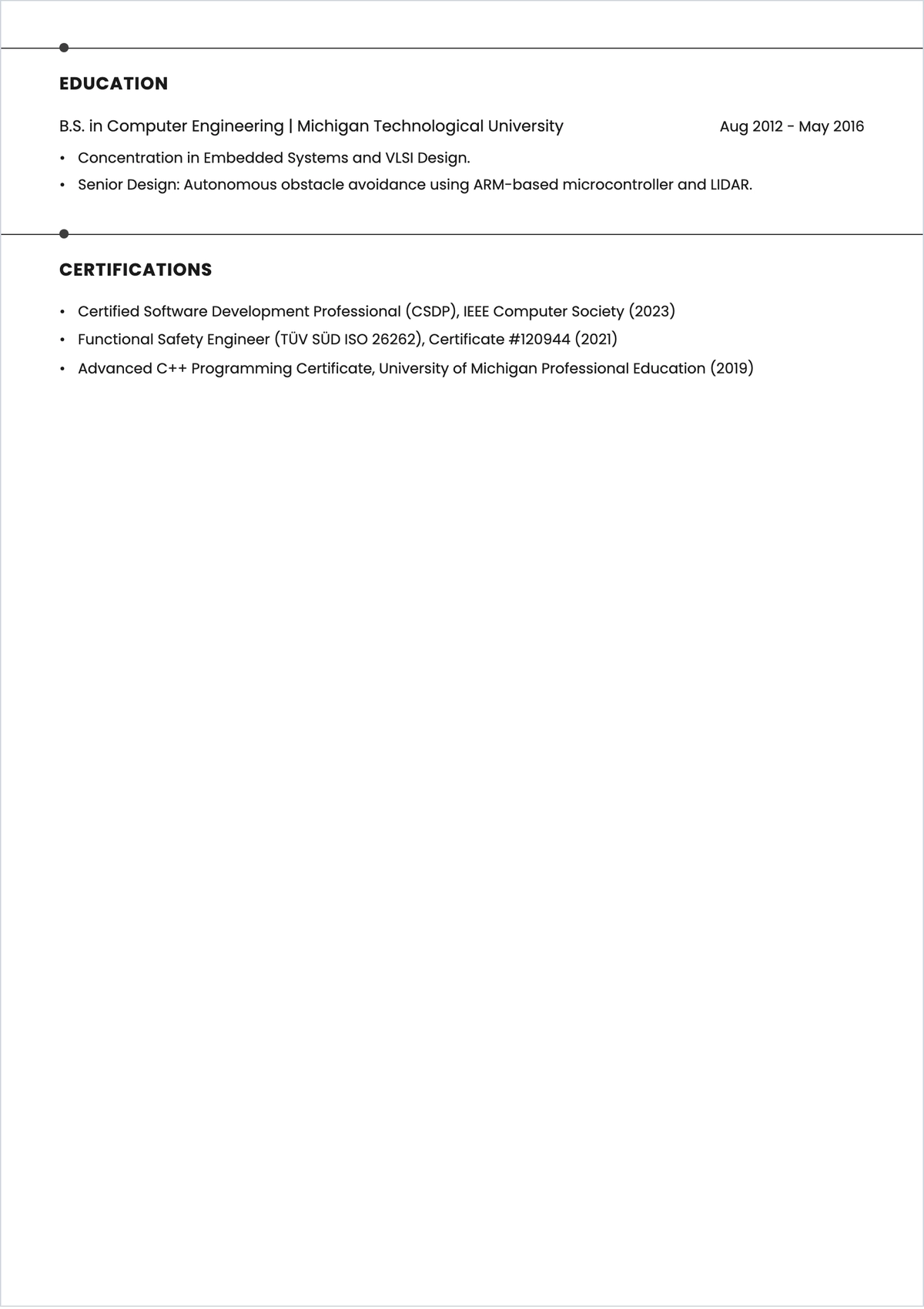 Free Embedded Software Engineer ATS Resume Template, AI Resume Builder