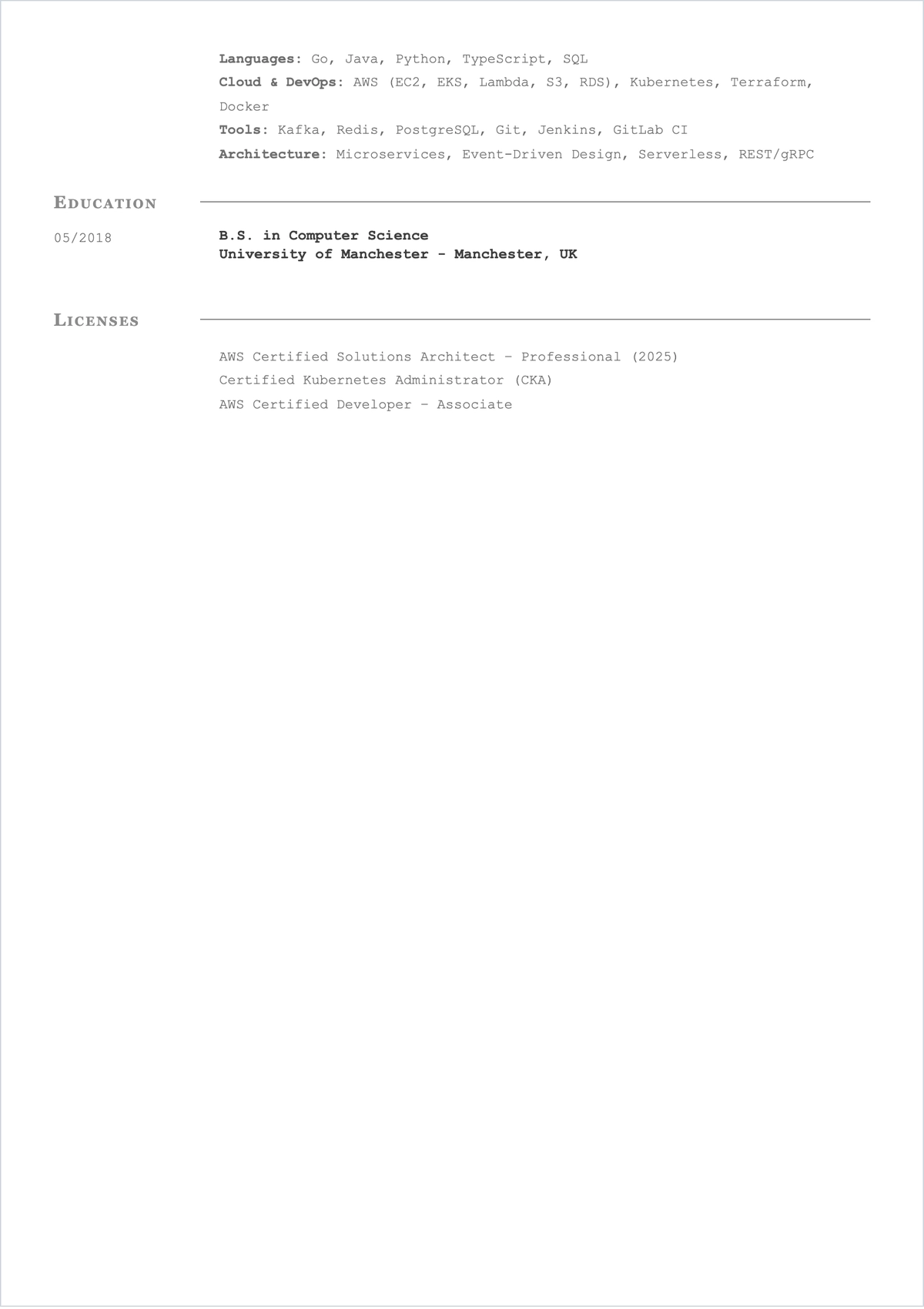 Free IT Software Engineer ATS Resume Template, AI Resume Builder