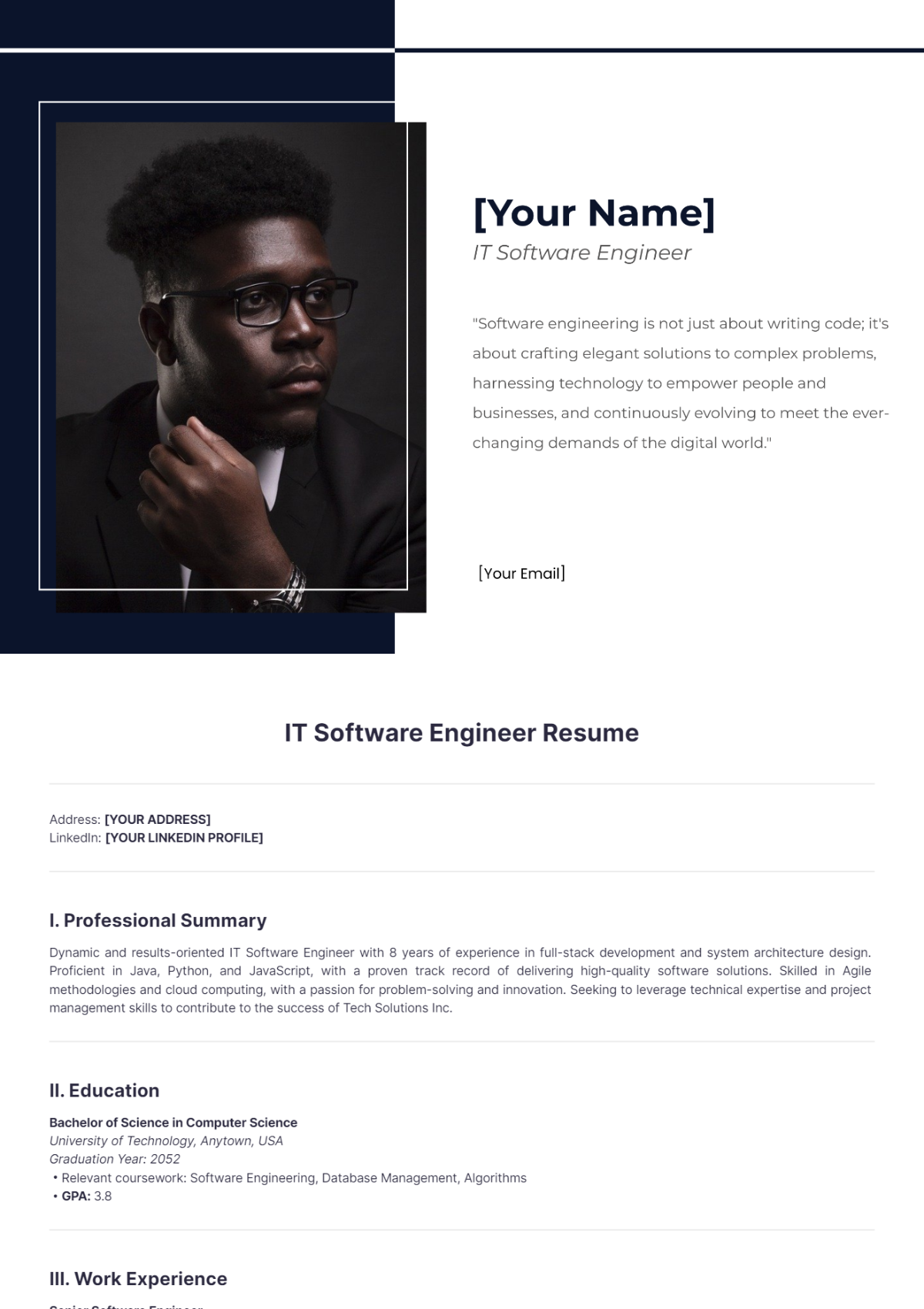 It Software Engineer Resume - Edit Online & Download