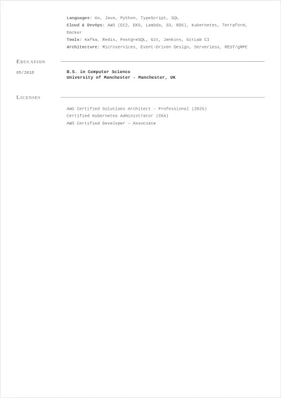 Free IT Software Engineer ATS Resume Template, AI Resume Builder