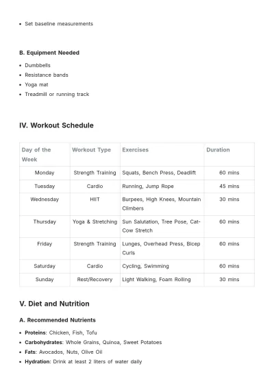 Free Workout Routine Plan Template to Edit Online