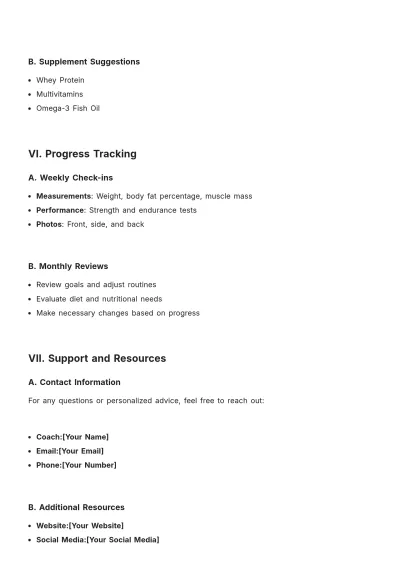 Free Workout Routine Plan Template to Edit Online