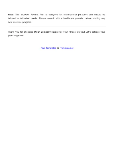 Free Workout Routine Plan Template to Edit Online