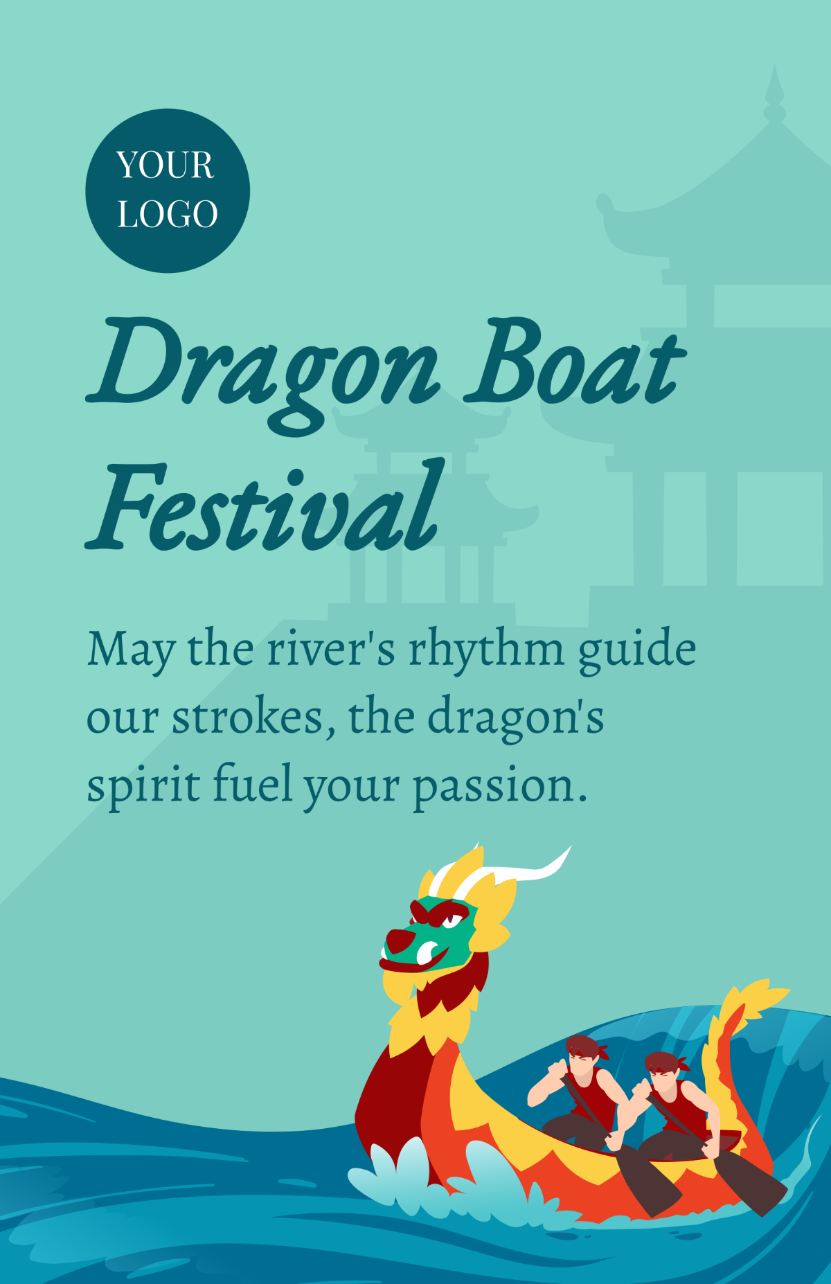 Passionate Dragon Boat Festival Blessing Poster