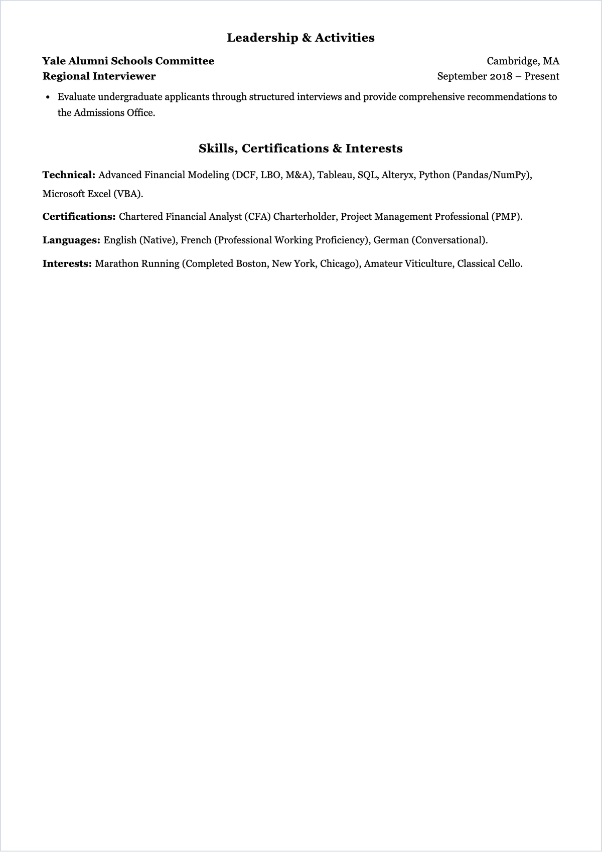 Free Harvard Chronological ATS Resume Template, AI Resume Builder