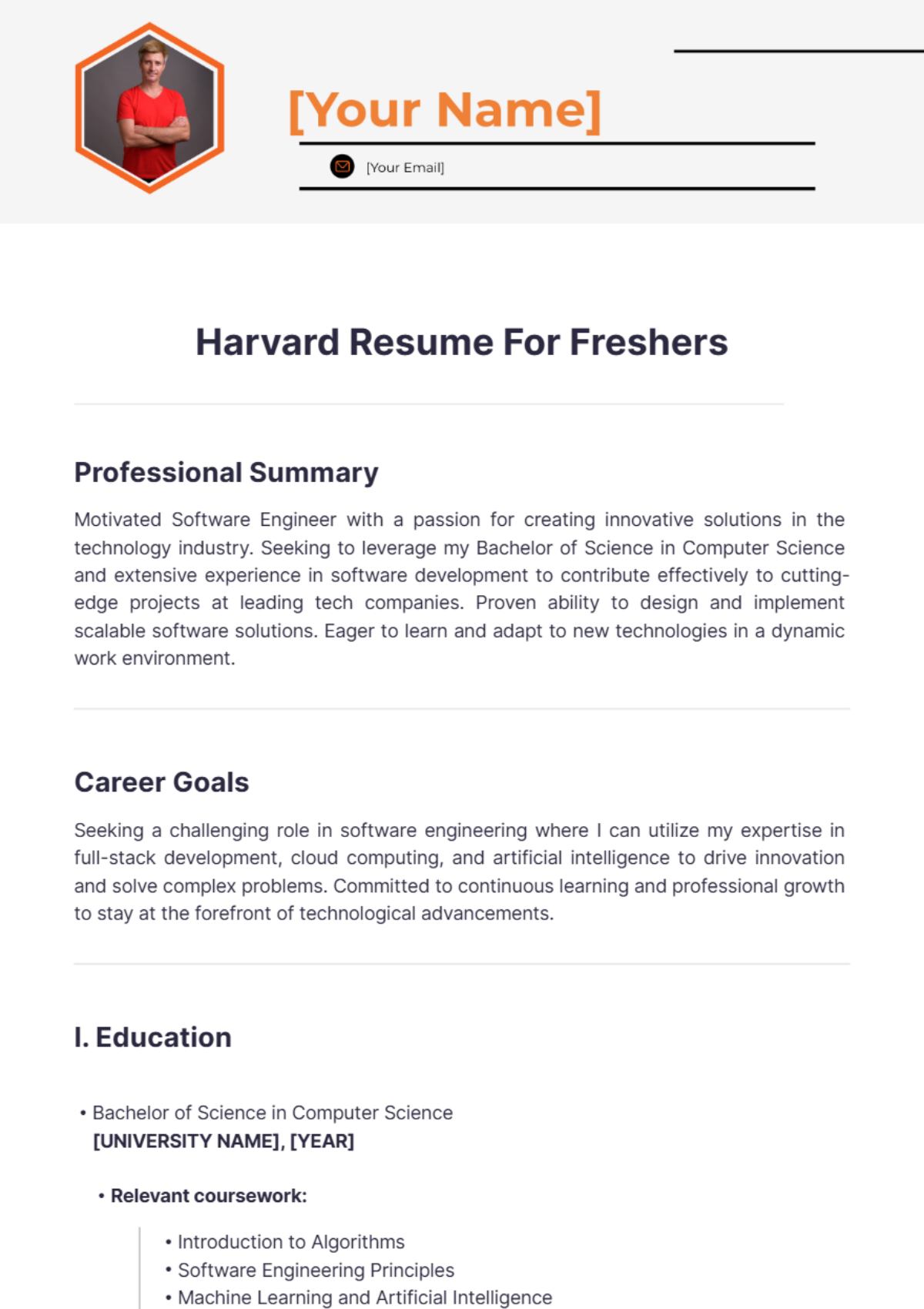 harvard resume template for freshers