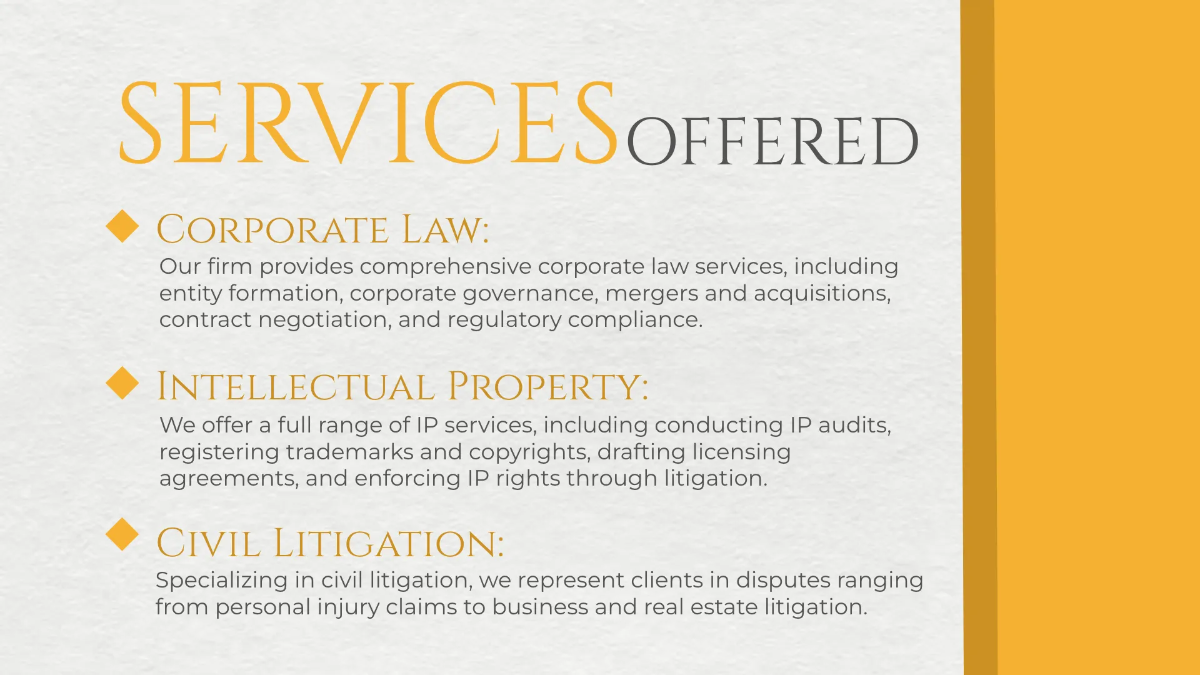 Free Law Firm Introduction Presentation Template to Edit Online