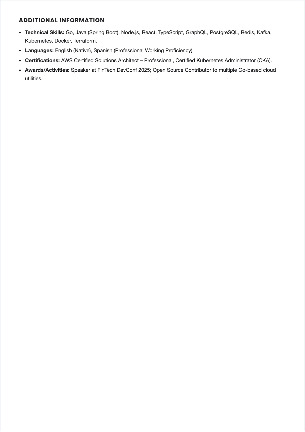 Free Software Engineer ATS Resume Template, AI Resume Builder