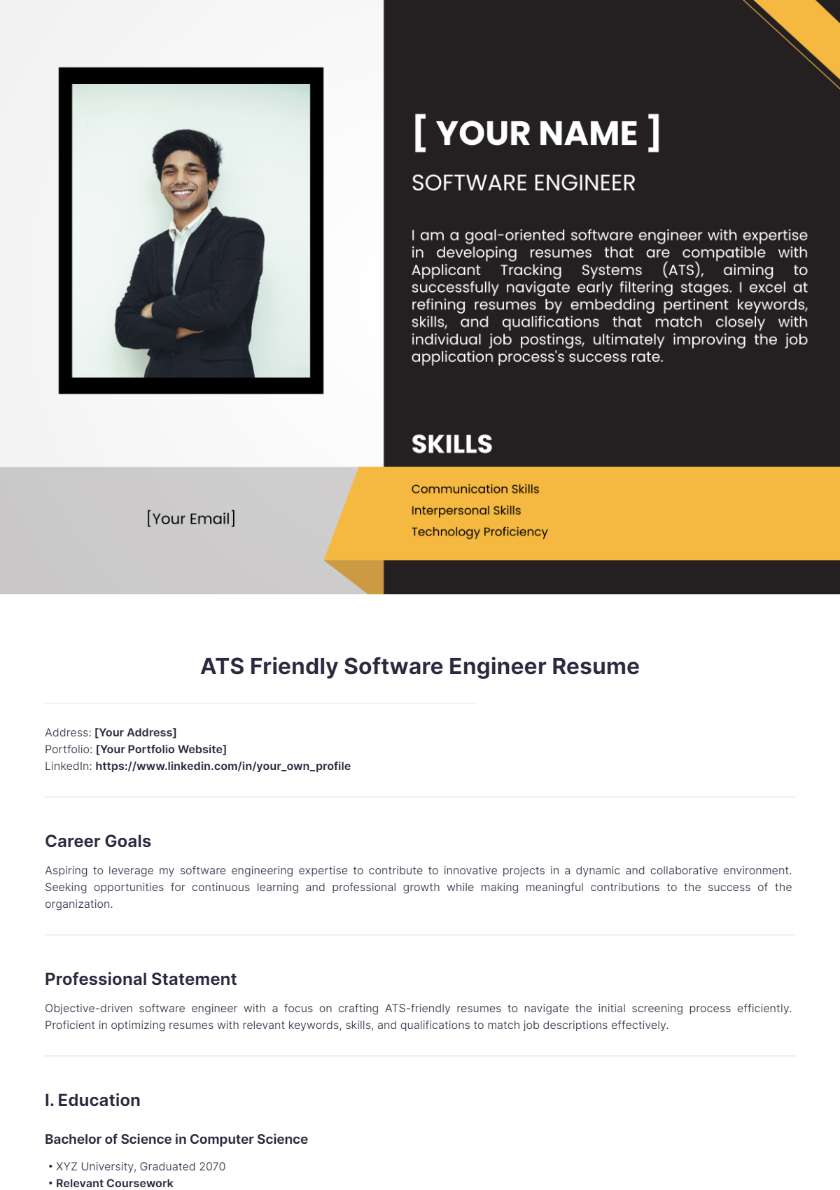 ATS Friendly Software Engineer Resume - Edit Online & Download