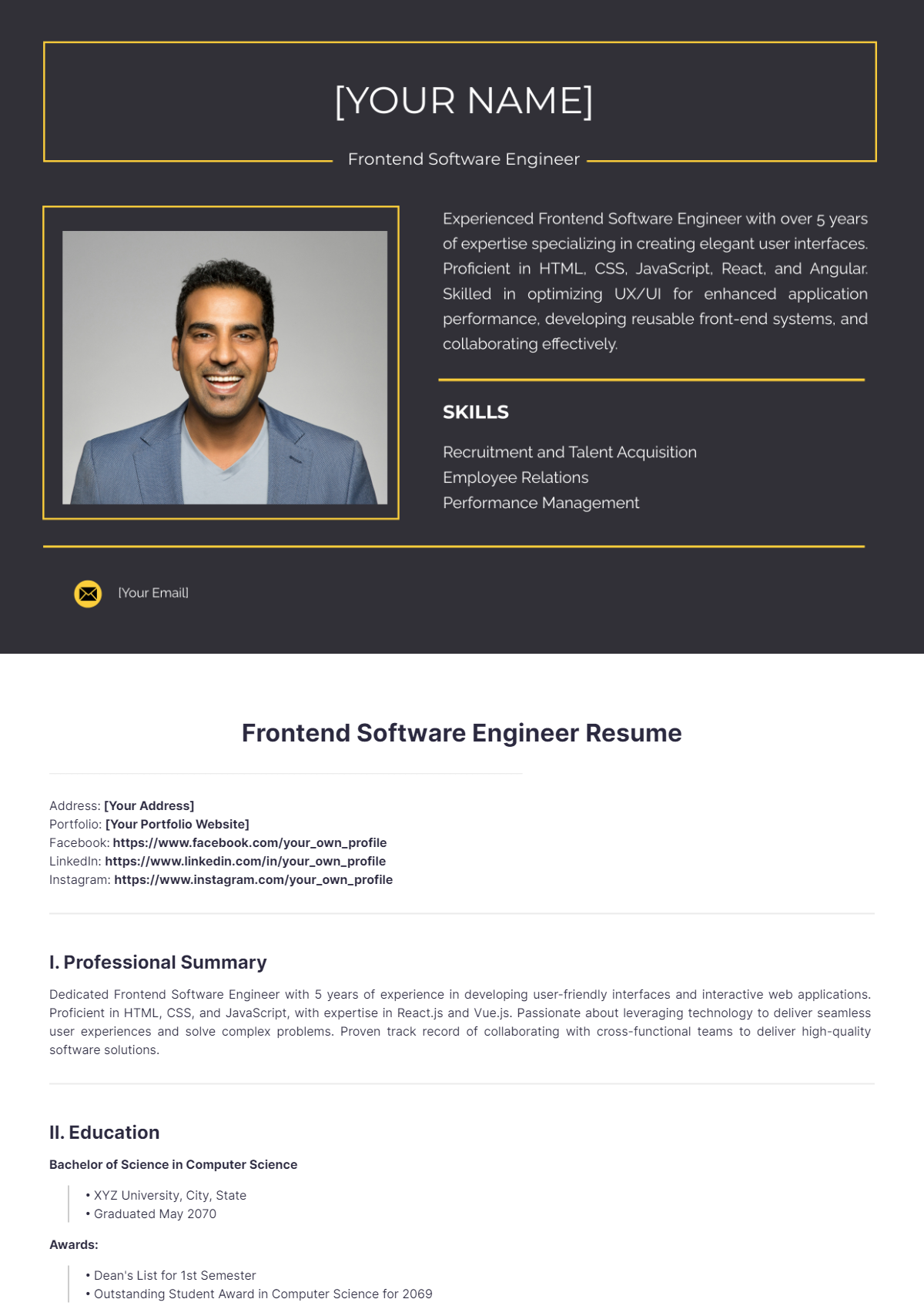 Frontend Software Engineer Resume - Edit Online & Download