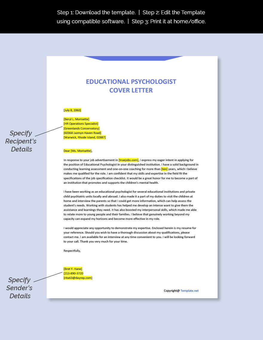 cover letter for psychologist position sample