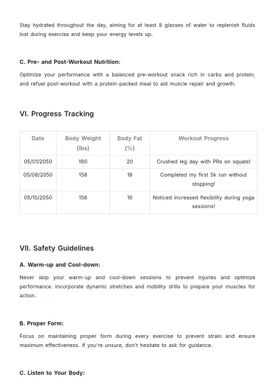 Free Workout Plan Template to Edit Online