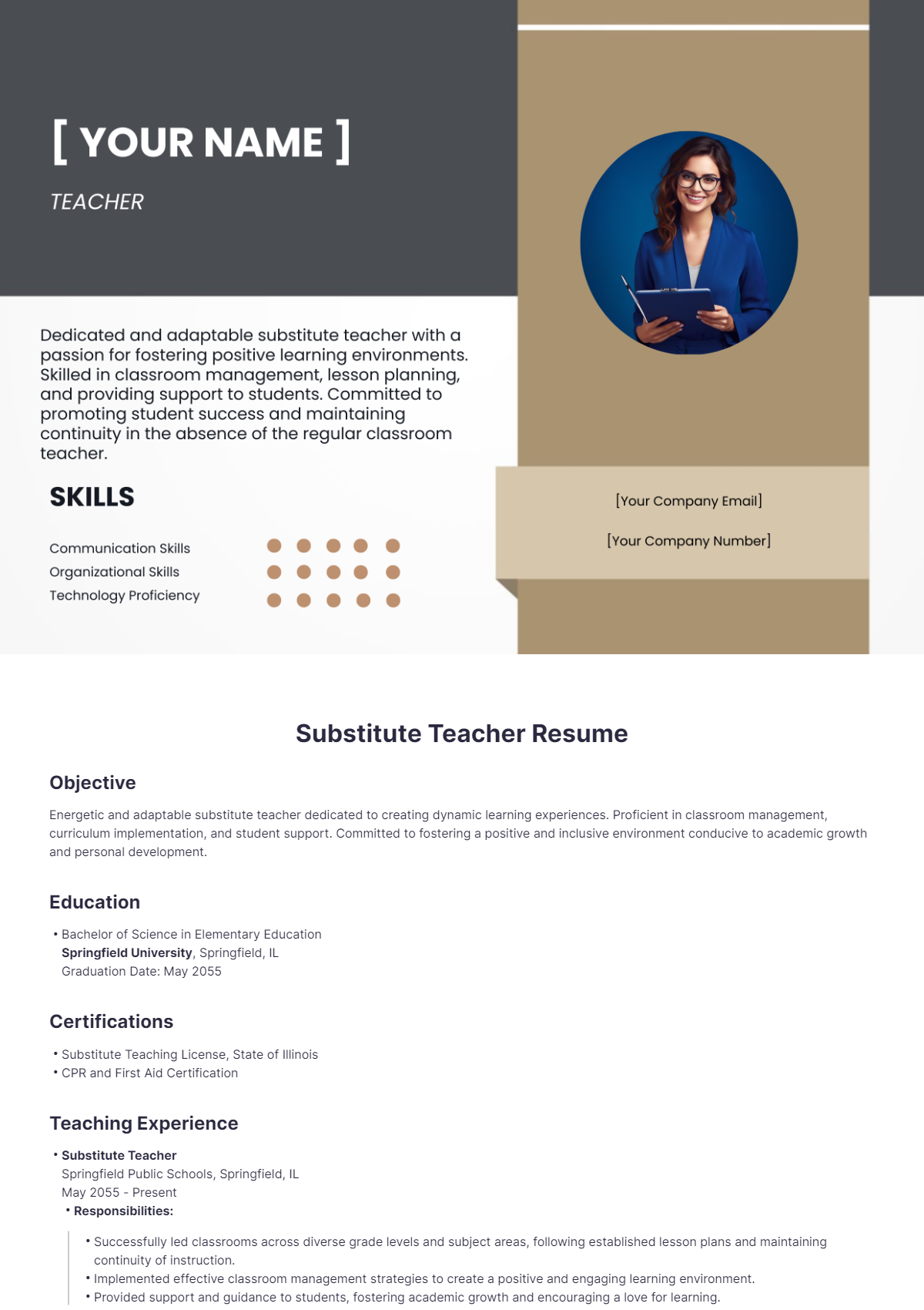 Substitute Teacher Resume - Edit Online & Download