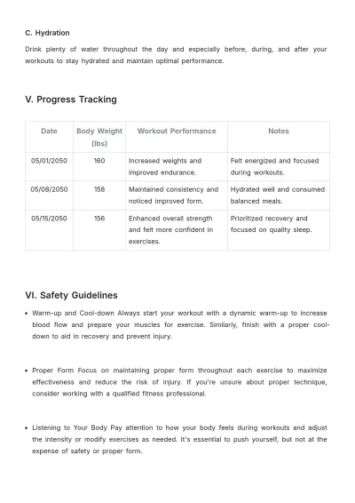 Free Full Body Workout Plan Template to Edit Online