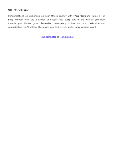 Free Full Body Workout Plan Template to Edit Online