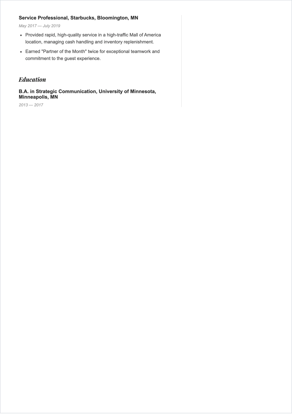 Free Target Customer Service Representative ATS Resume Template