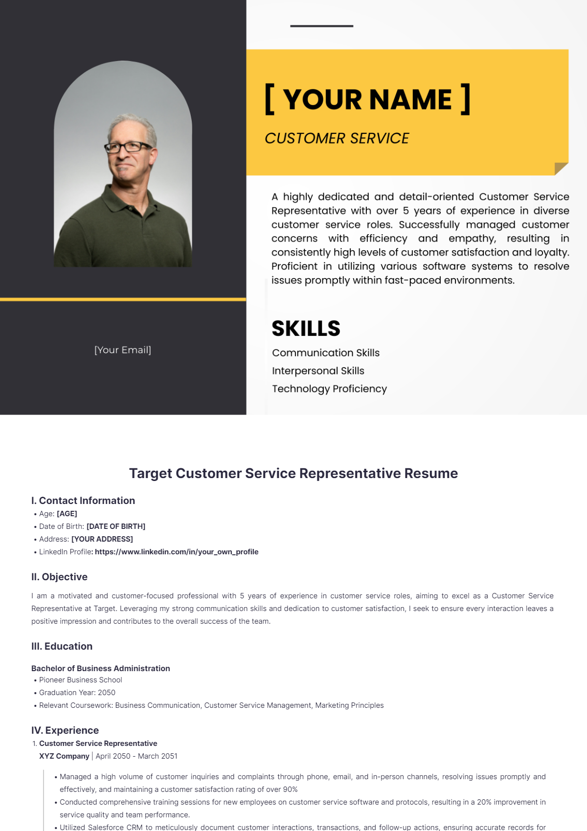 Target Customer Service Representative Resume - Edit Online & Download