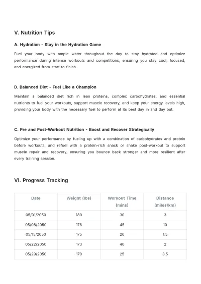 Free Cardio Workout Plan Template to Edit Online