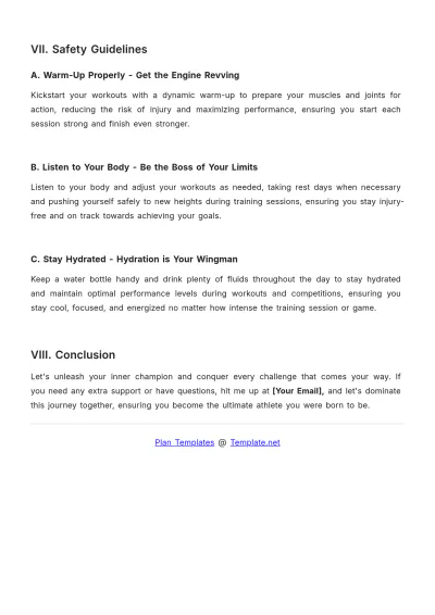 Free Cardio Workout Plan Template to Edit Online