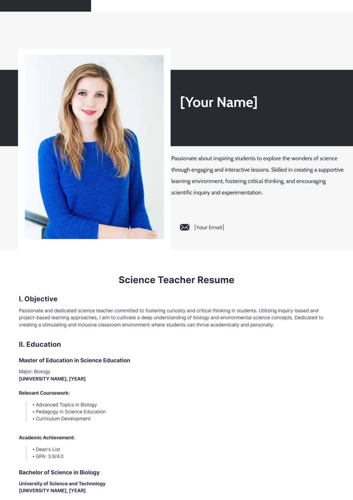 Science Teacher Resume - Edit Online & Download