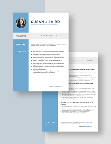 Financial Services Operations Manager Resume Download