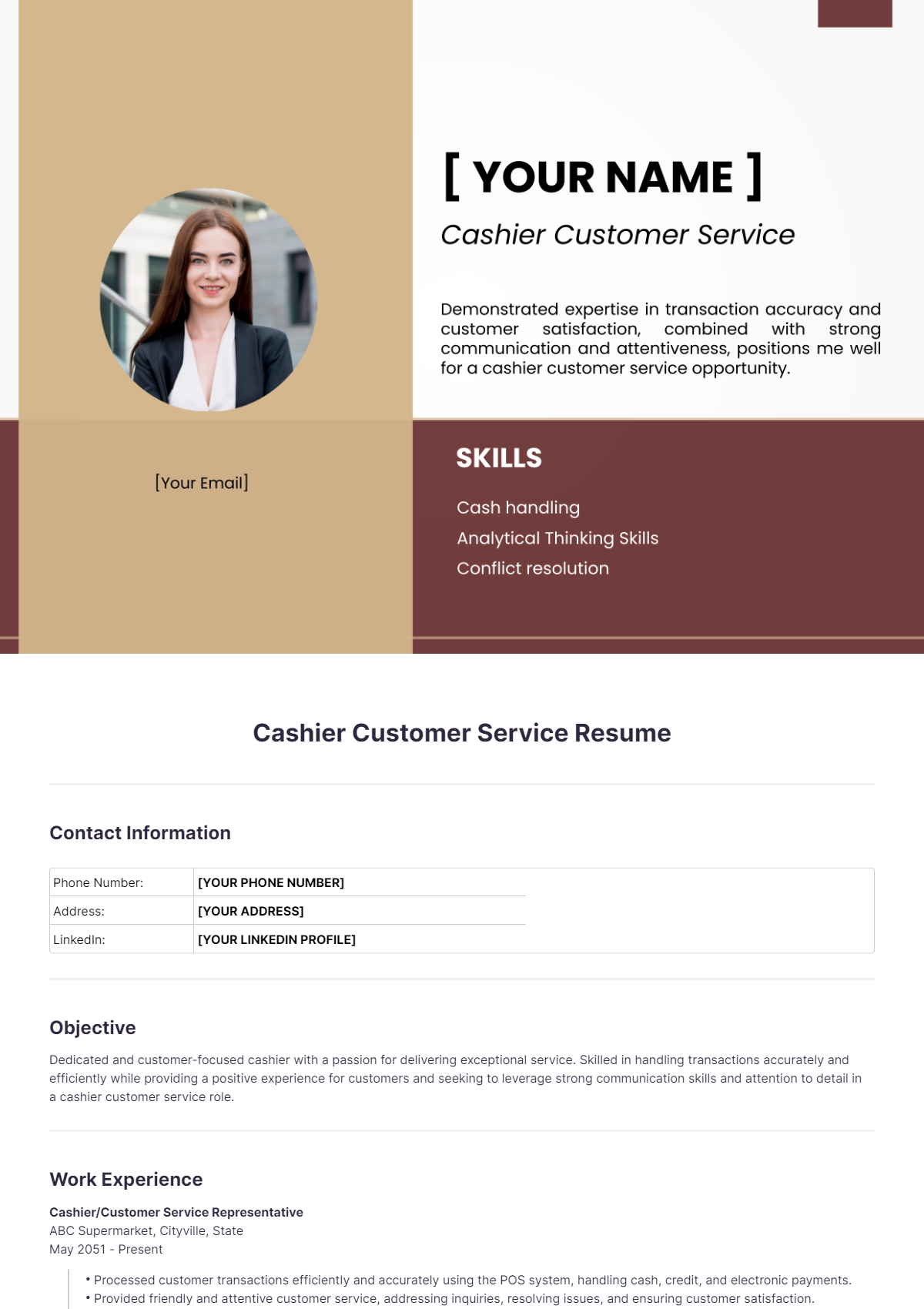 Cashier Customer Service Resume - Edit Online & Download