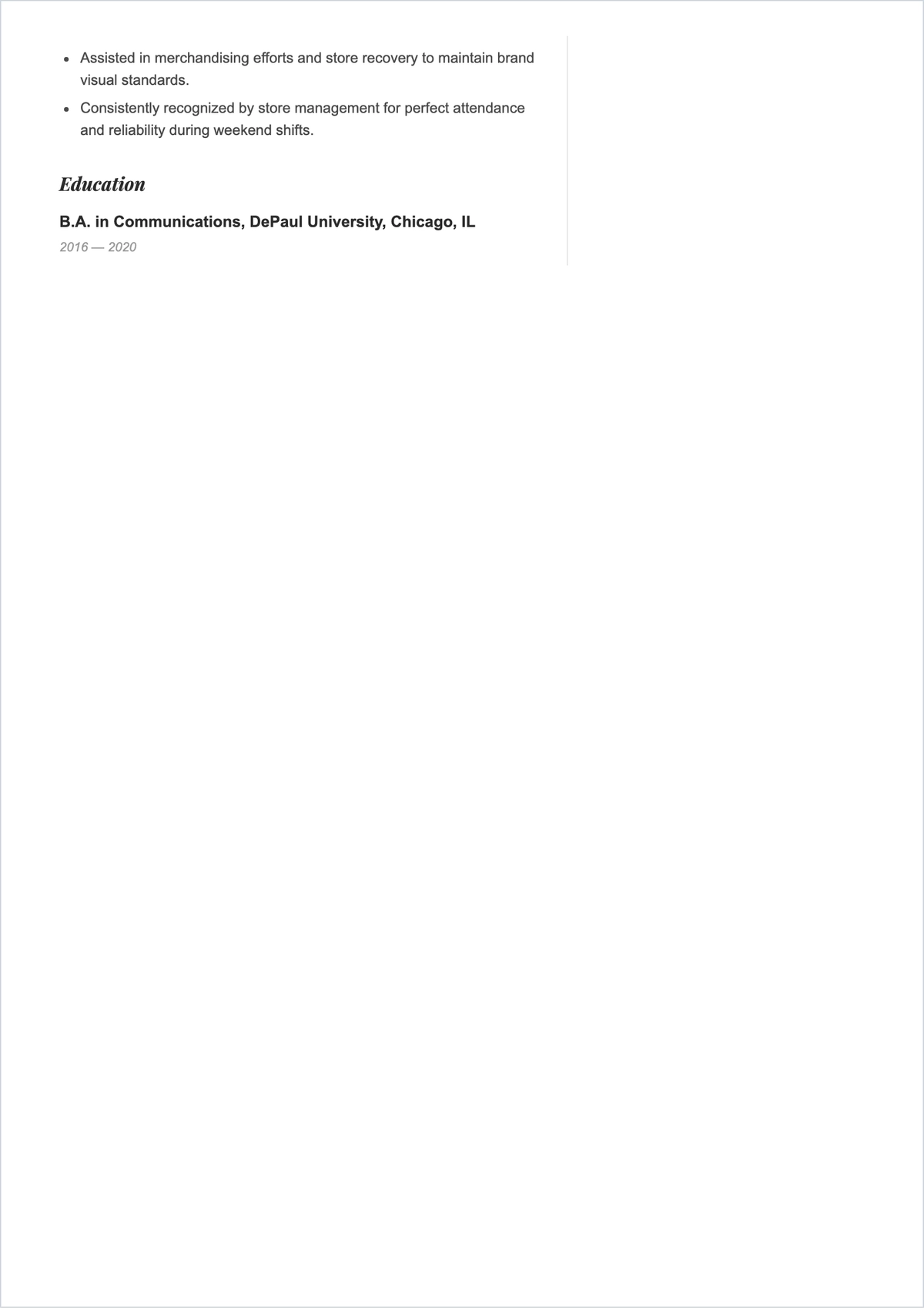 Free Cashier Customer Service ATS Resume Template, AI Resume Builder