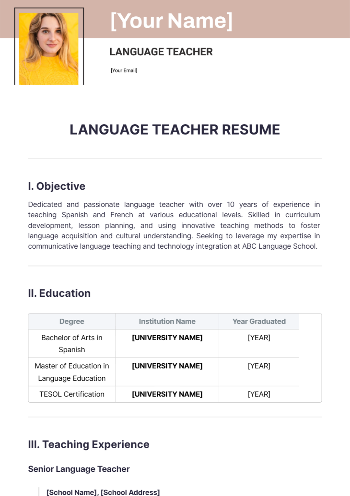 Language Teacher Resume Edit - Language Teacher Resume Edit Online 12 