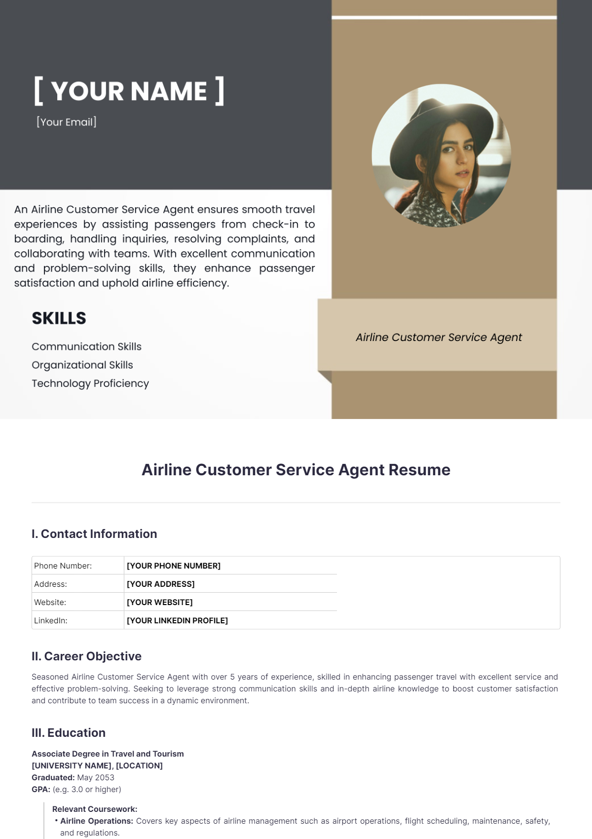 Airline Customer Service Agent Resume - Edit Online & Download