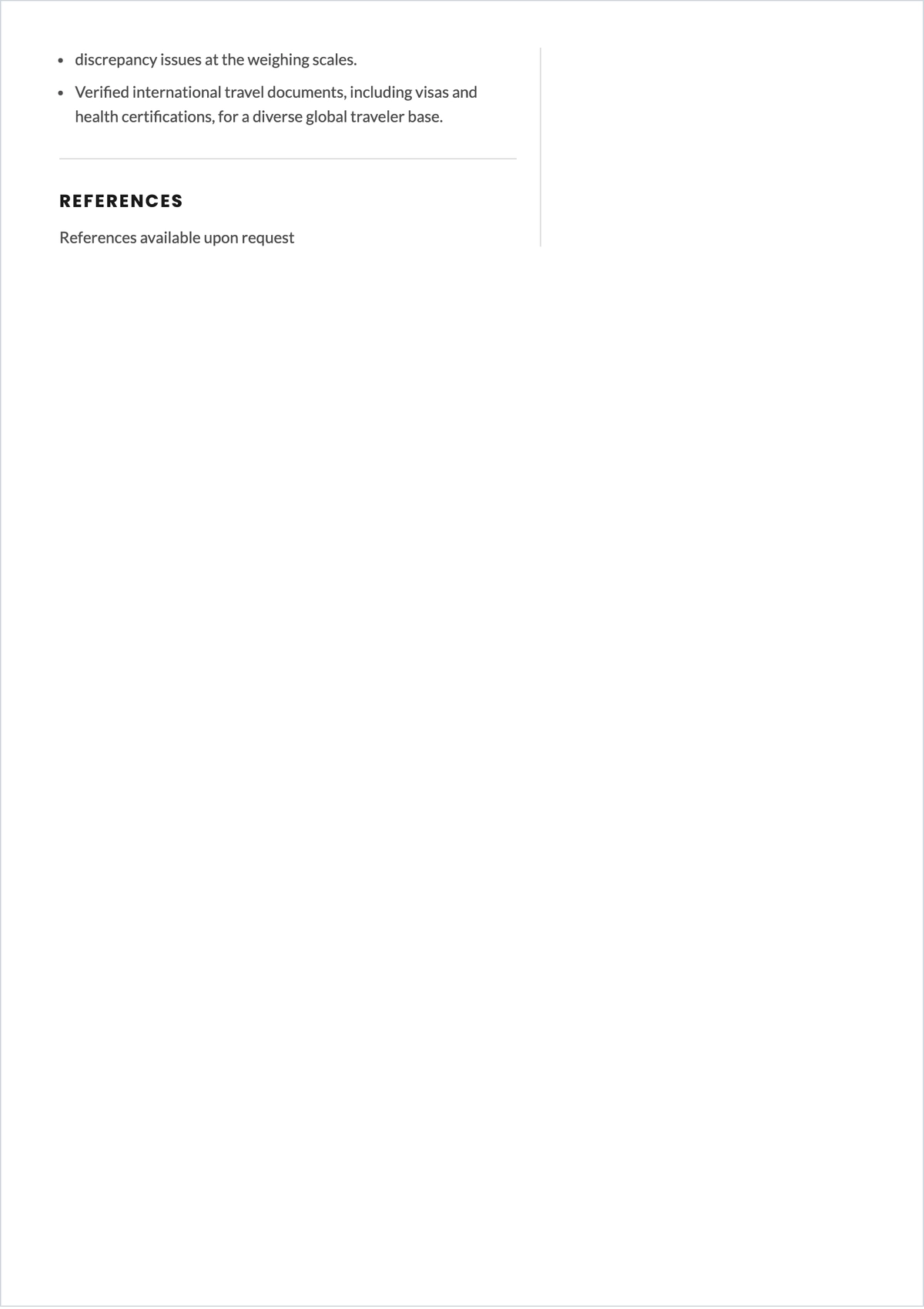 Free Airport Customer Service Agent ATS Resume Template
