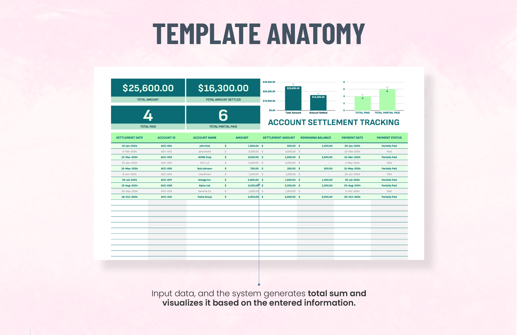 Account Settlement Tracking Template