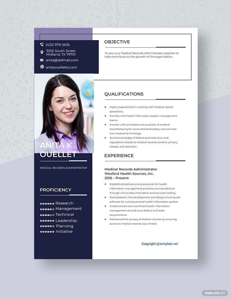 Medical Records Administrator Resume Template